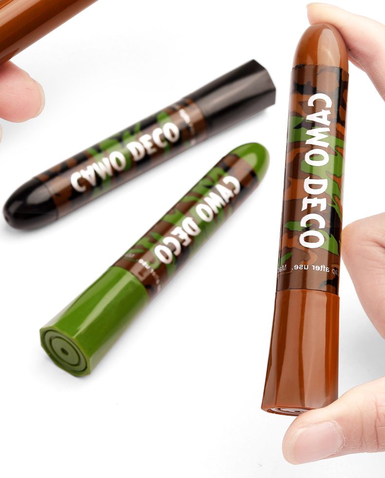 Camuflagem a óleo em três cores, camuflagem militar, rosto de leque, tinta a óleo CS, três camuflagens táticas, pintura de grafite, conjunto de bastões de óleo de camuflagem_voghion.com