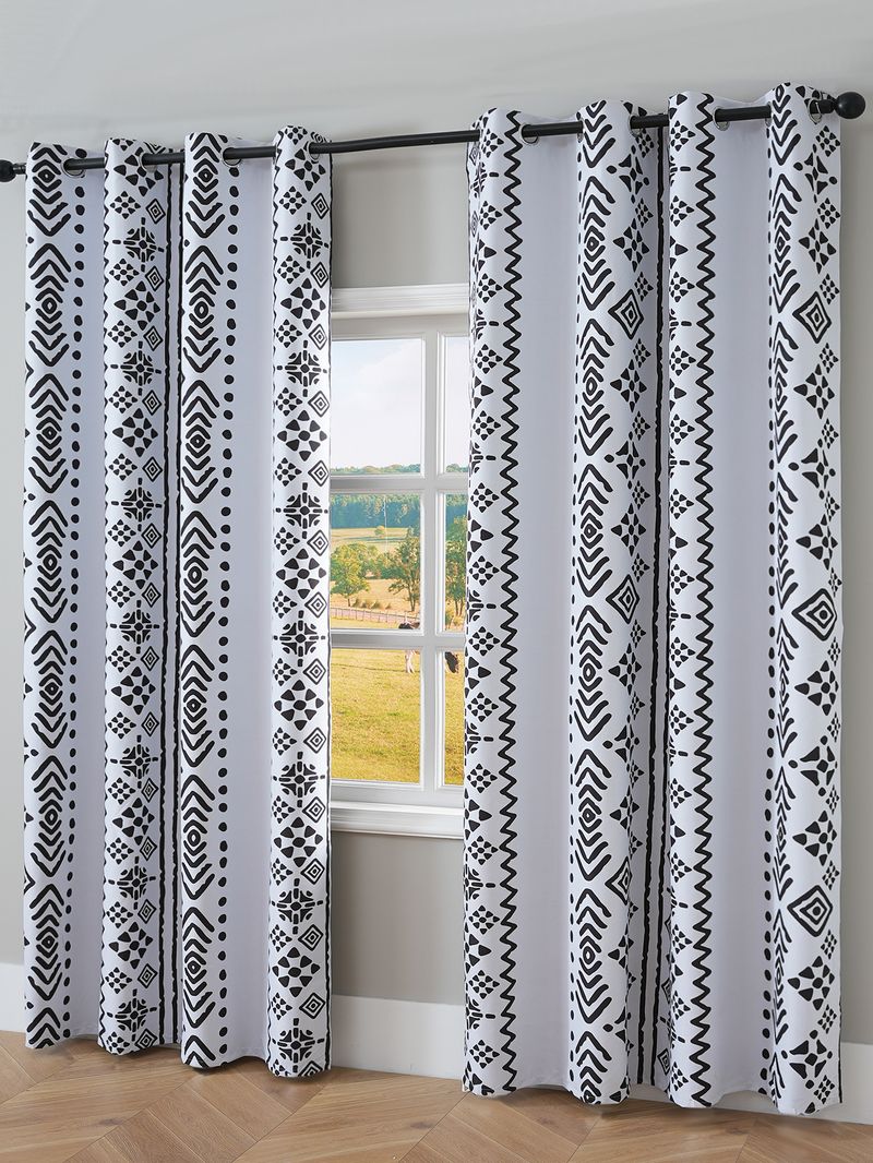 Nordic Minimalist Blackout Curtains – Stylish Printed Polyester Drapes (90-100% Light Blocking, Thermal Insulation, Eyelet Design)_voghion.com