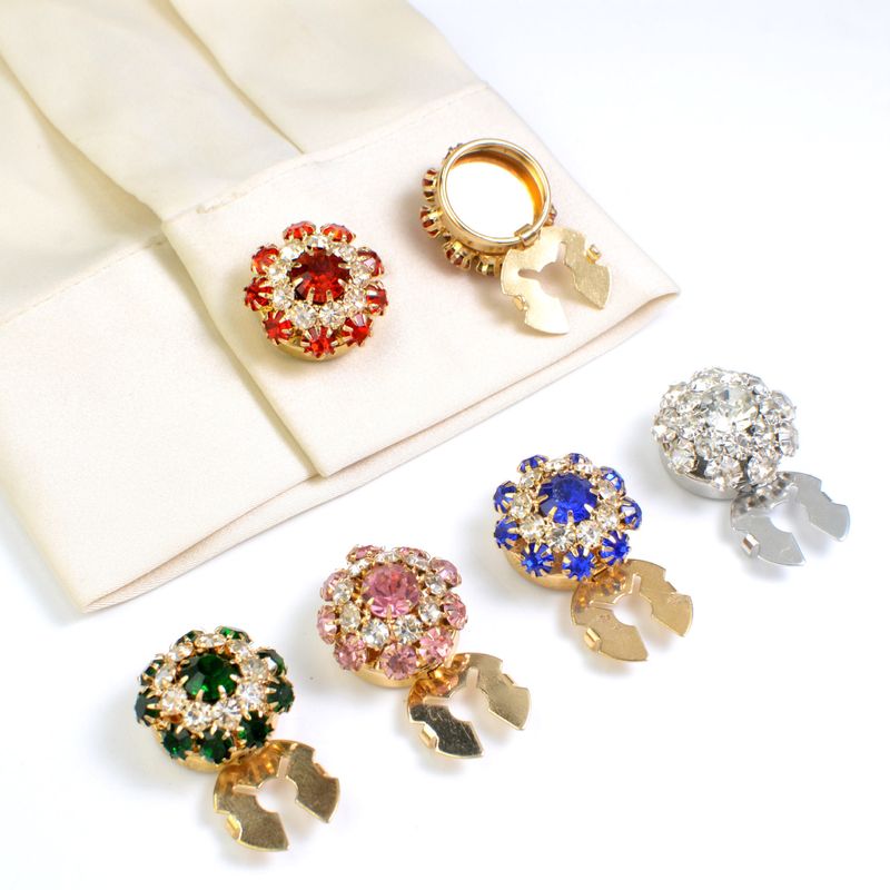 Fashion Pearl Shirt Cufflink Flower Collar Rhinestone Decorative Button Cover_voghion.com