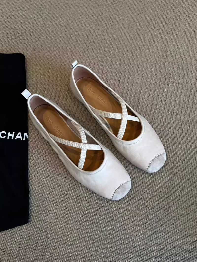 French Single Ballet Shallow Soft Sole Evening Cross Strap Mary Jane Shoes_voghion.com