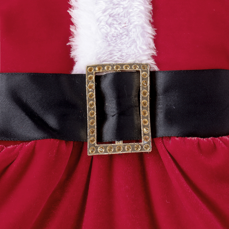 kid's clothing Christmas velvet long sleeves spliced furry skirt belt hat fart ha clothes_voghion.com