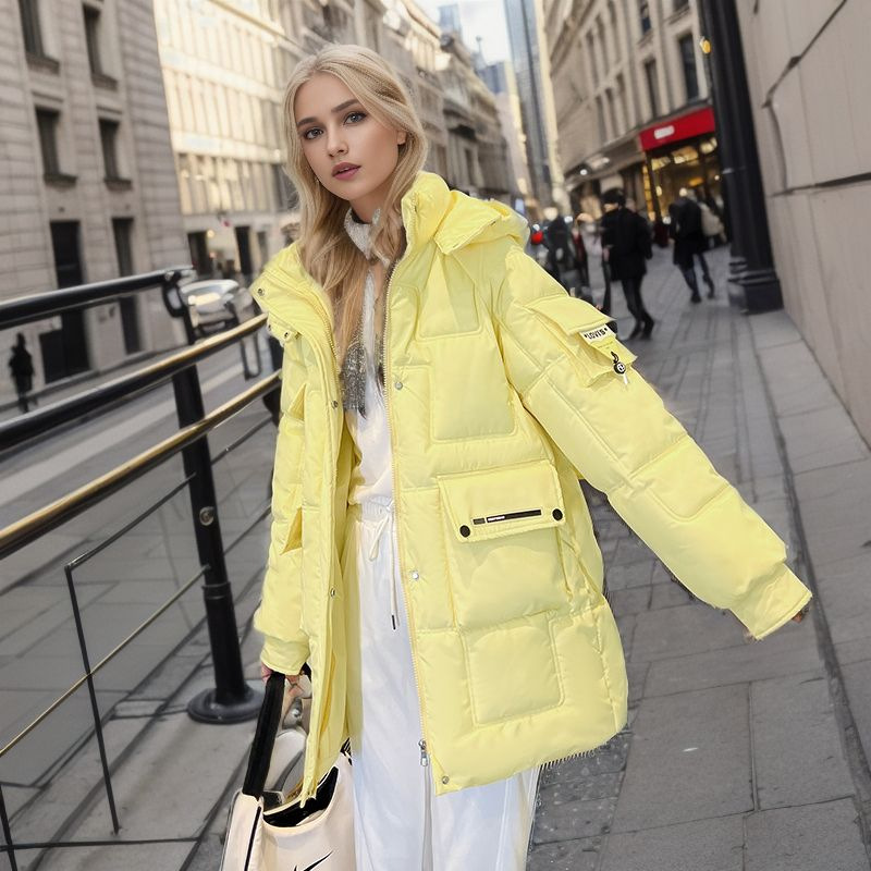 Damen Warme Jacke Wattierte Jacke im langen Winter Neue Dicke Winddichte Warme Wattierte Jacke Ausländische Luft Wattierte Jacke_voghion.com