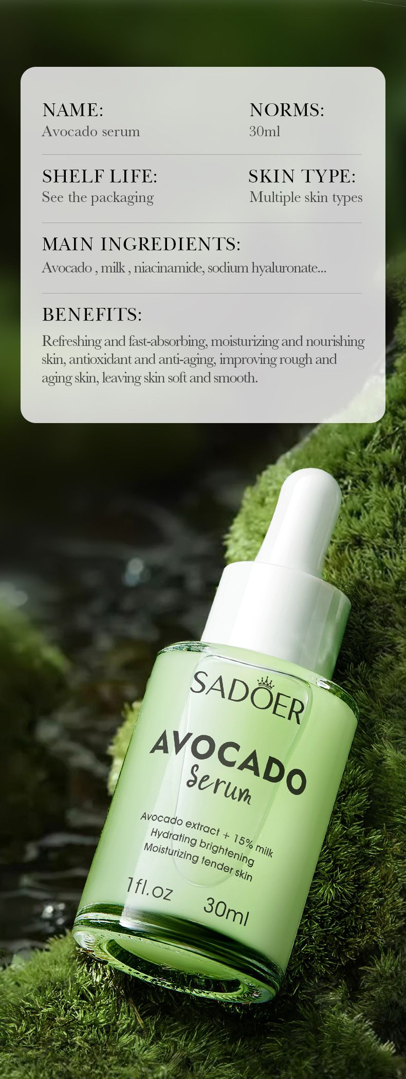 SADOER Strawberry Fruit Milk Serum 30ml Moisturizing And Smooth Skin Tender Brightening Moisturizing And Hydrating Serum_voghion.com