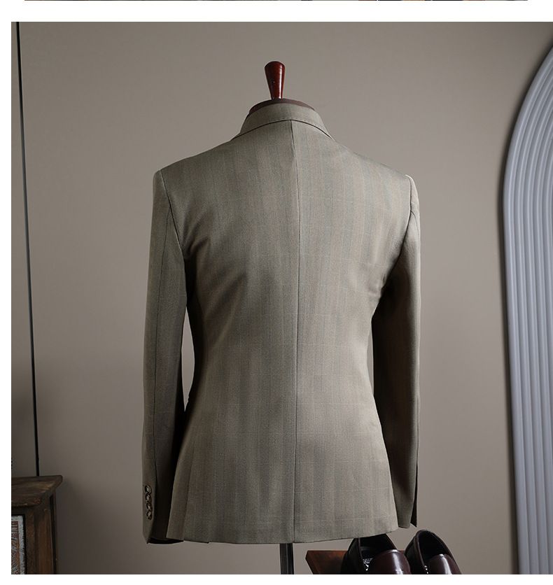 Herrenbekleidung Kariertes Anzug-Set für Herren – Business-Casual-Blazer und Hose für Hochzeit, Büro und formelle Anlässe (Jacke + Weste + Hose als Option)_voghion.com