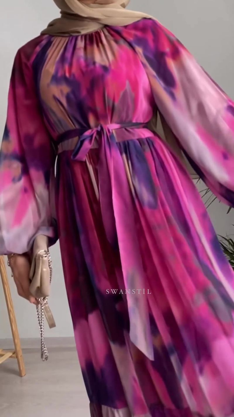 Vestido largo de gasa con estampado de moda para Navidad, Acción de Gracias, Halloween, San Valentín, Primavera 2025_voghion.com