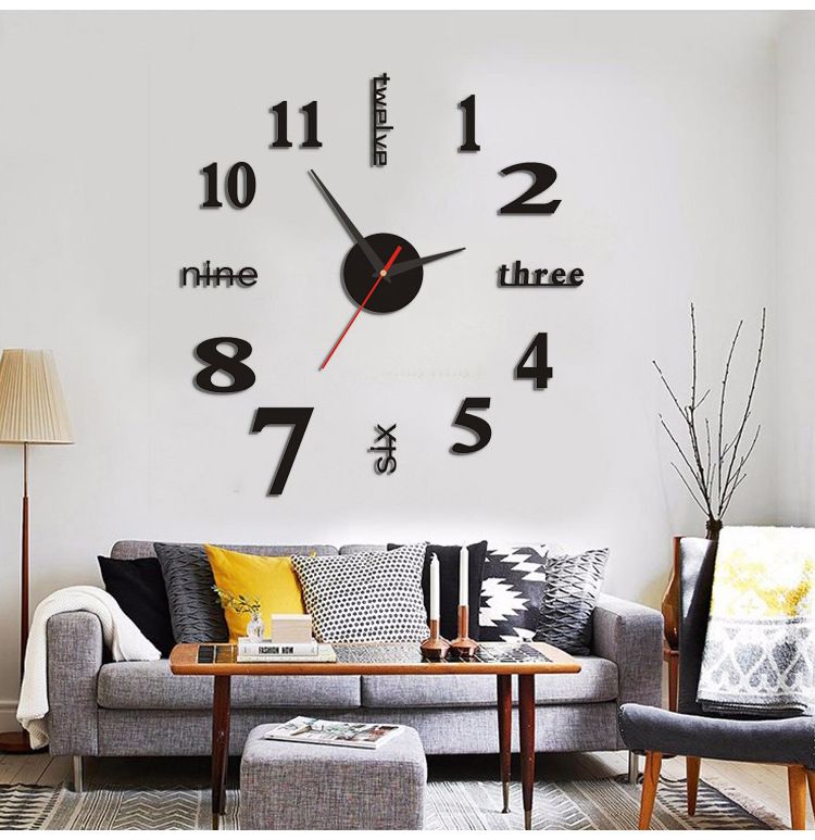 Silent Sweep Wall Clock – Peel & Stick Noiseless DIY Clock For Living Room, Bedroom & Office (Modern Acrylic Design, Glow-in-Dark Numbers, 4 Sizes)_voghion.com