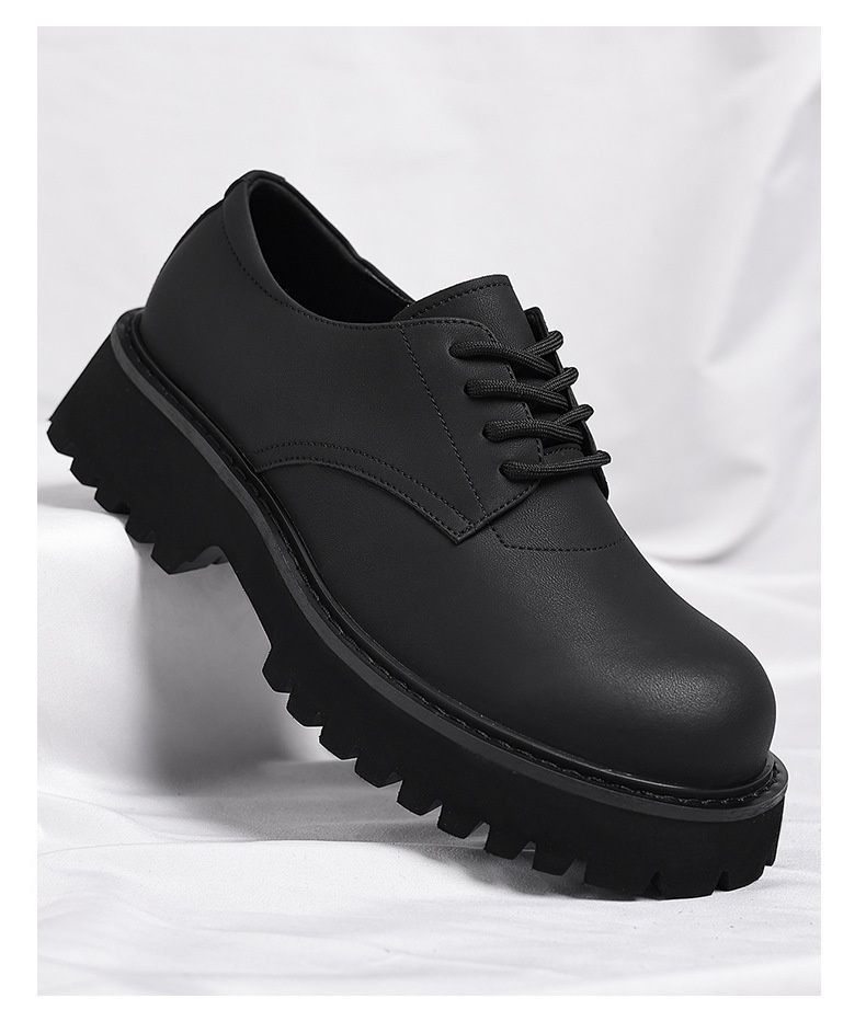Voyage 2025 American High Street Black Big Toe Derby Men's Retro Trend Thick Sole Leather Shoes Wholesale_voghion.com