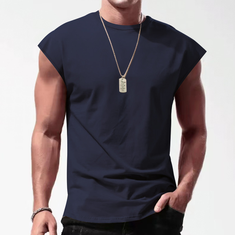 Herren Sommer Ärmelloses T-Shirt Tops Casual Loose Solid Color Dünner Abschnitt Schulter Unterhemden_voghion.com