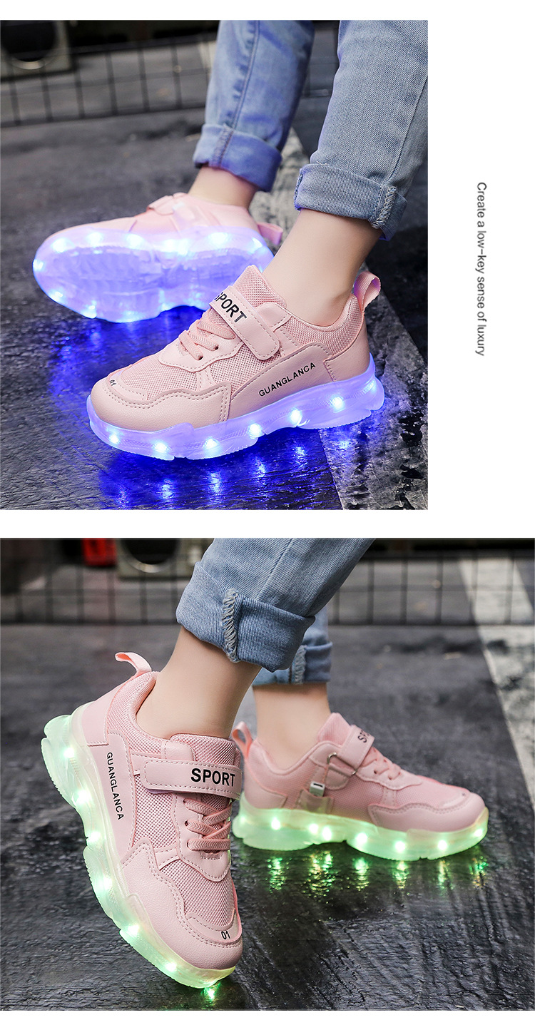 Mutter & Kinder Leucht schuhe Jungen schnürsenkel lichter Paar schuhe Mädchen Atmungsaktive Papa glow-in-the-dark schuhe Turnschuhe laufschuhe_voghion.com