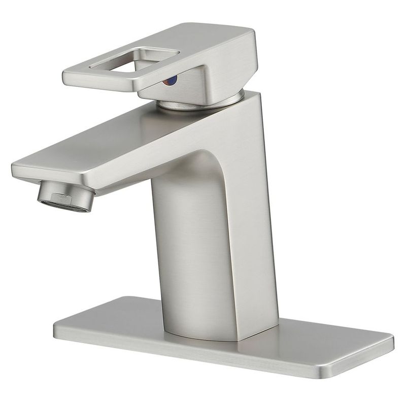Single-Handle Single-Hole Bathroom Faucet In Spot Resist Brushed Nickel_voghion.com