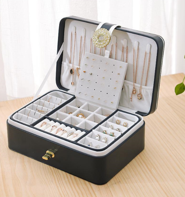 Enostavna prenosna škatla za shranjevanje nakita Vrhunska odlična potovalna škatla za organizatorje nakita velike zmogljivosti Torba_voghion.com