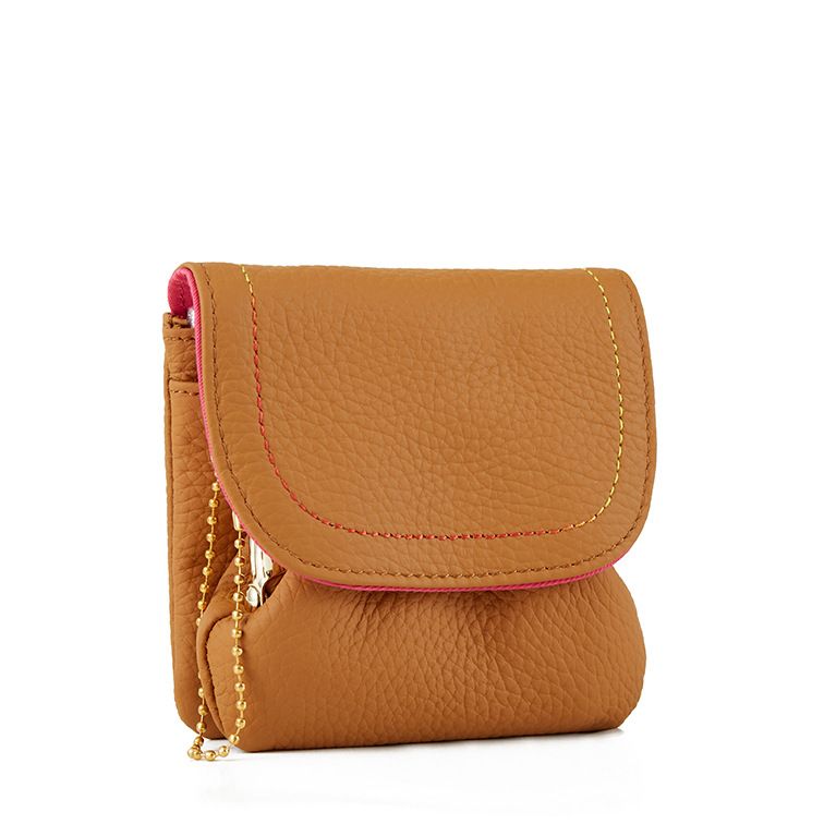 First Layer Cowhide Purse Portable Coin Bag Creative Cute Simple Snap Wallet Fashion Earphone_voghion.com