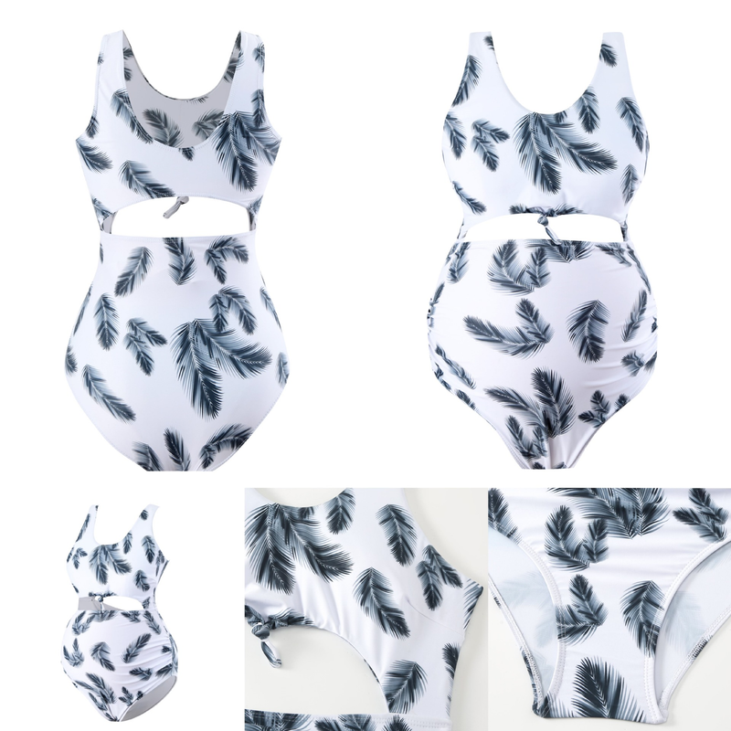 Maillot de bain de maternité pour femme, décolleté en V profond, dos nu, confortable, sans fil, fendu sur le ventre_voghion.com