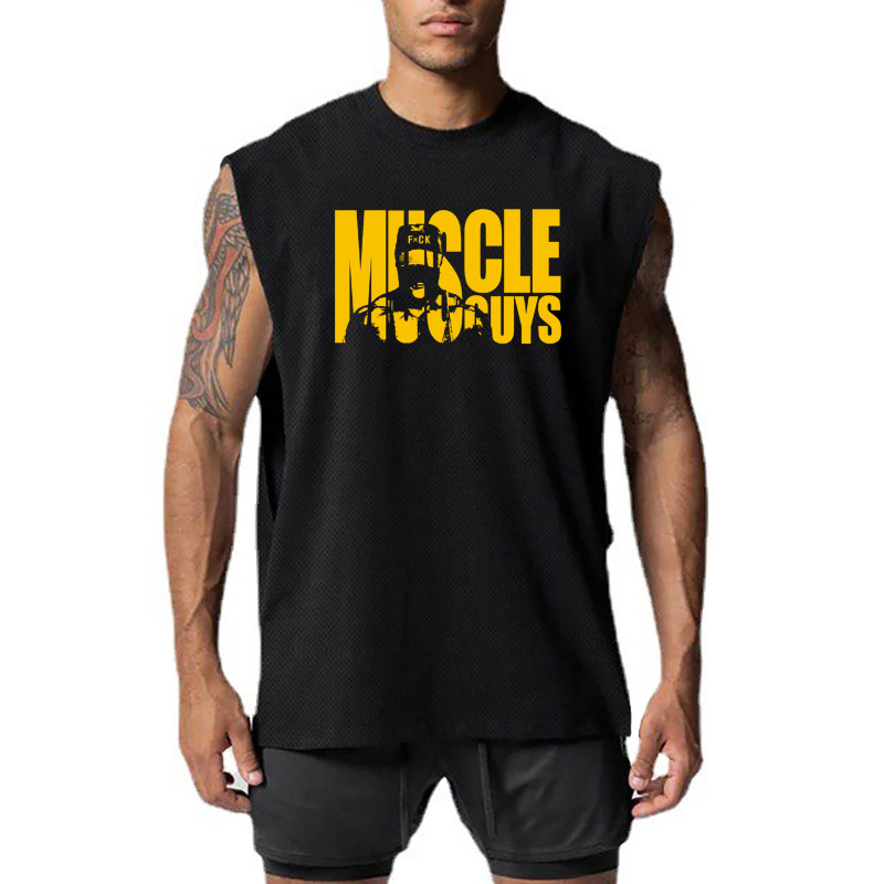 Tanktop für ärmellose Herren-Sommer-Camisole-Sportarten, Lauftraining, schnell trocknende Muskeln, locker sitzender Basketball_voghion.com