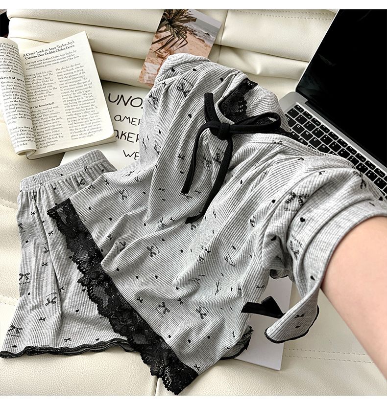 Pijama de verano de seda modal con sujetador incorporado, pantalones cortos sin mangas, estilo dulce y puro, ideal para el hogar y el aire libre._voghion.com