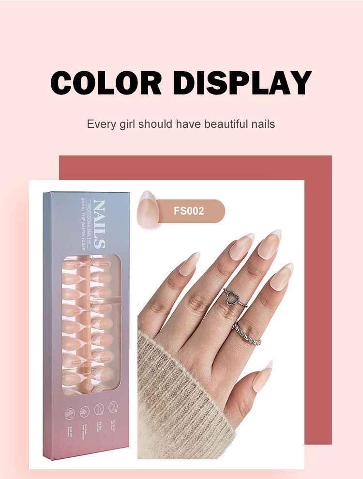 Nägel French Nail Sheet Nagel Patch Kurze Mandel Nagel Sheet Boxed 150_voghion.com