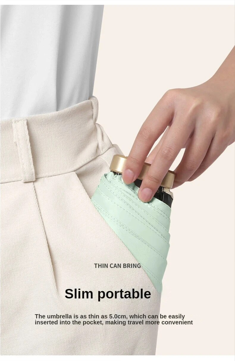 70% Off Mini Small Rain Vinyl Folding Umbrella UV Ultraviolet Protection Sun Shade Pocket Parasol_voghion.com