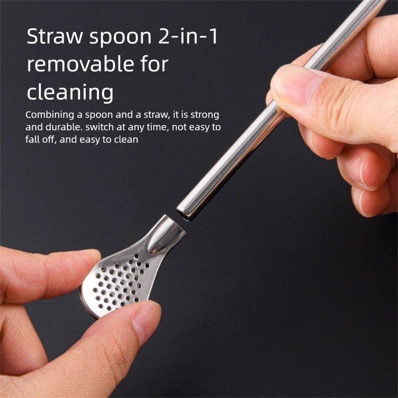 Xiongle 304 Stainless Steel Straw Stirring Extended Handle Office Home Cup Filter Residue Spoon_voghion.com