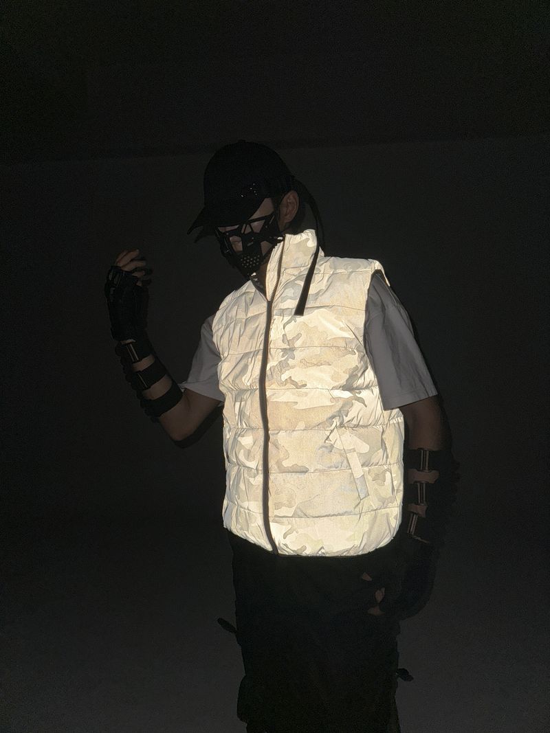 Roupas masculinas camuflagem ao ar livre colete refletivo casaco de algodão_voghion.com