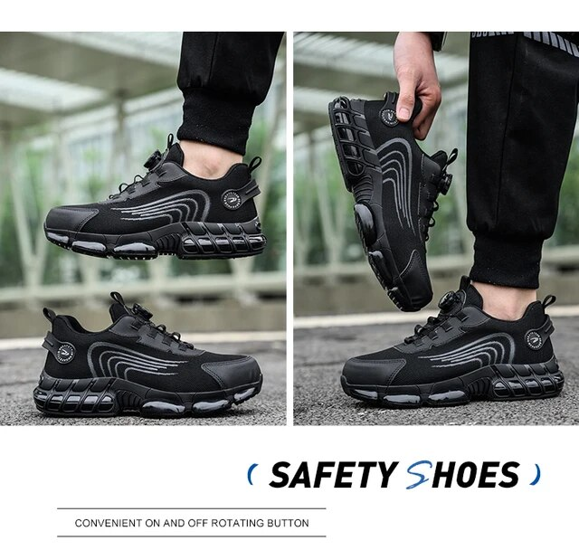 Rotating Button Safety Shoes Men Work Sneakers Indestructible Shoes Puncture-Proof Protective Shoes Work Boots Steel Toe Shoes_voghion.com