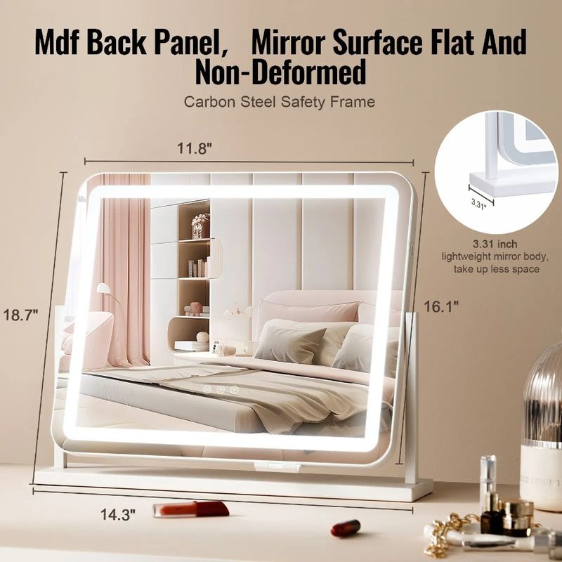Port Color Lighted Vanity In USB Mirror Makeup W Magnification21.7x17.7 3_voghion.com
