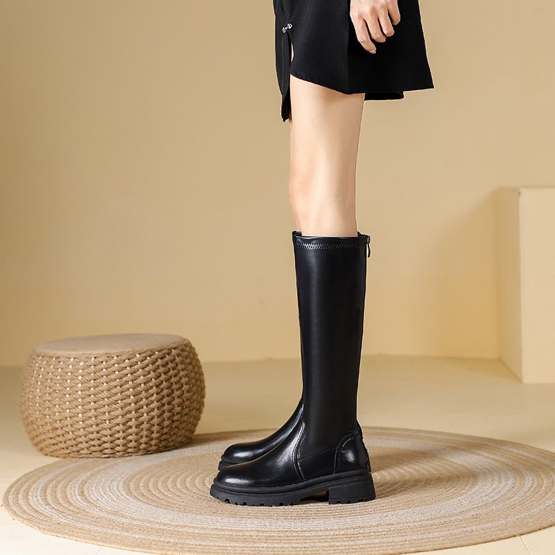 Stivali Martin alti con tacco spesso e plateau, taglie 32-34, foderati in pile, sopra il ginocchio, taglie forti_voghion.com