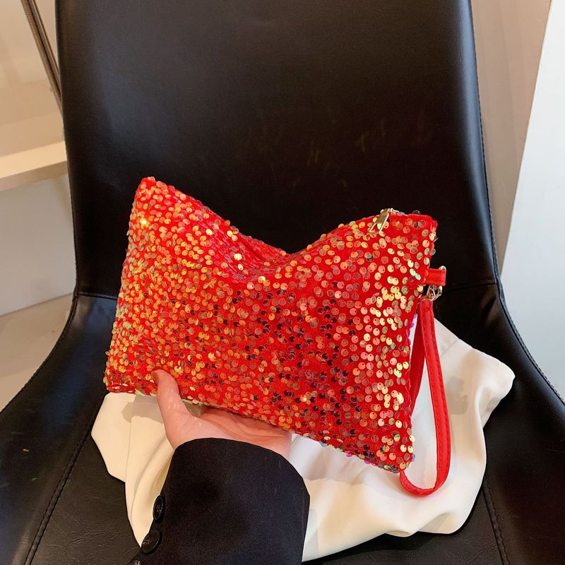 Borsa da sera elegante e alla moda, con nappa, in paillettes argentate e strass, piccola borsa da donna_voghion.com