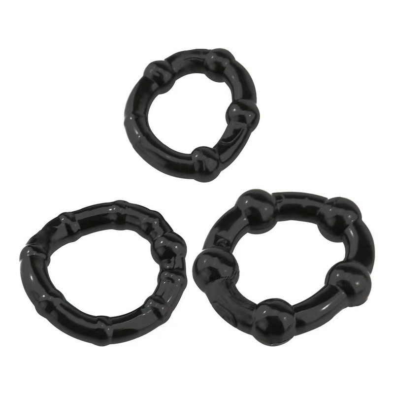Smooth bead-locked semen ring, three-color ring, JJ ring, raised dot couple delay ring, adult erotic male products_voghion.com