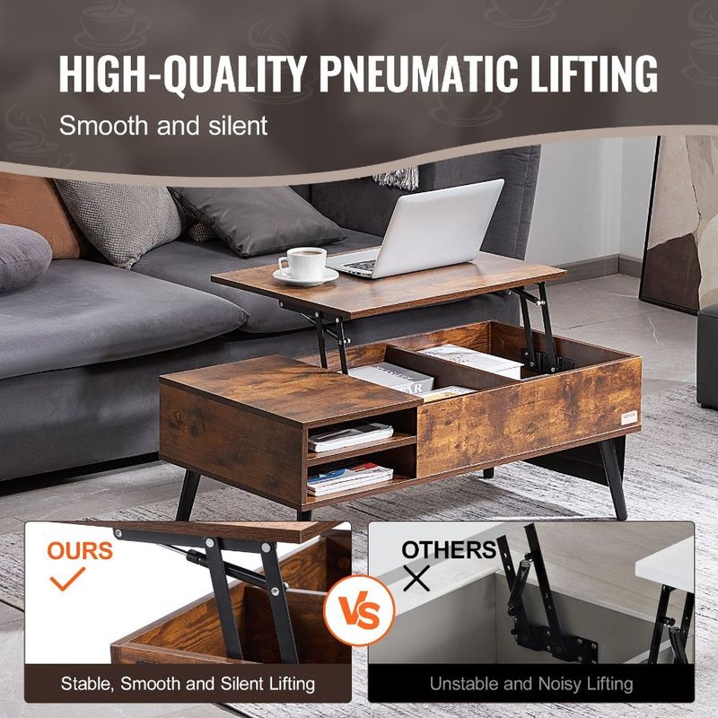 39.4 Table Top Lift Brown In Rectangle Living For Room Coffee Table Coffee_voghion.com