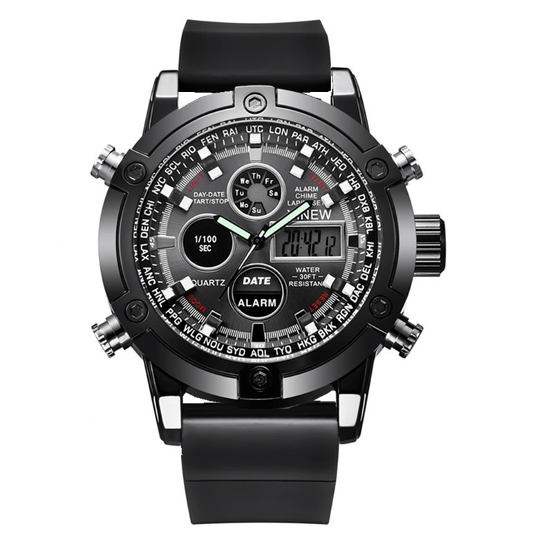 XINEW merk heren modieus rubberen band dual display multifunctioneel sport elektronisch horloge_voghion.com