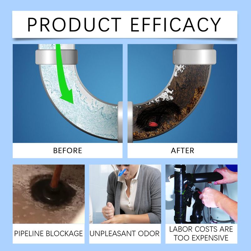 Jakehoe Pipe Dredging Powder, Toilet Pipe Toilet Floor Drain Kitchen Drain Clogged Dredging Powder_voghion.com