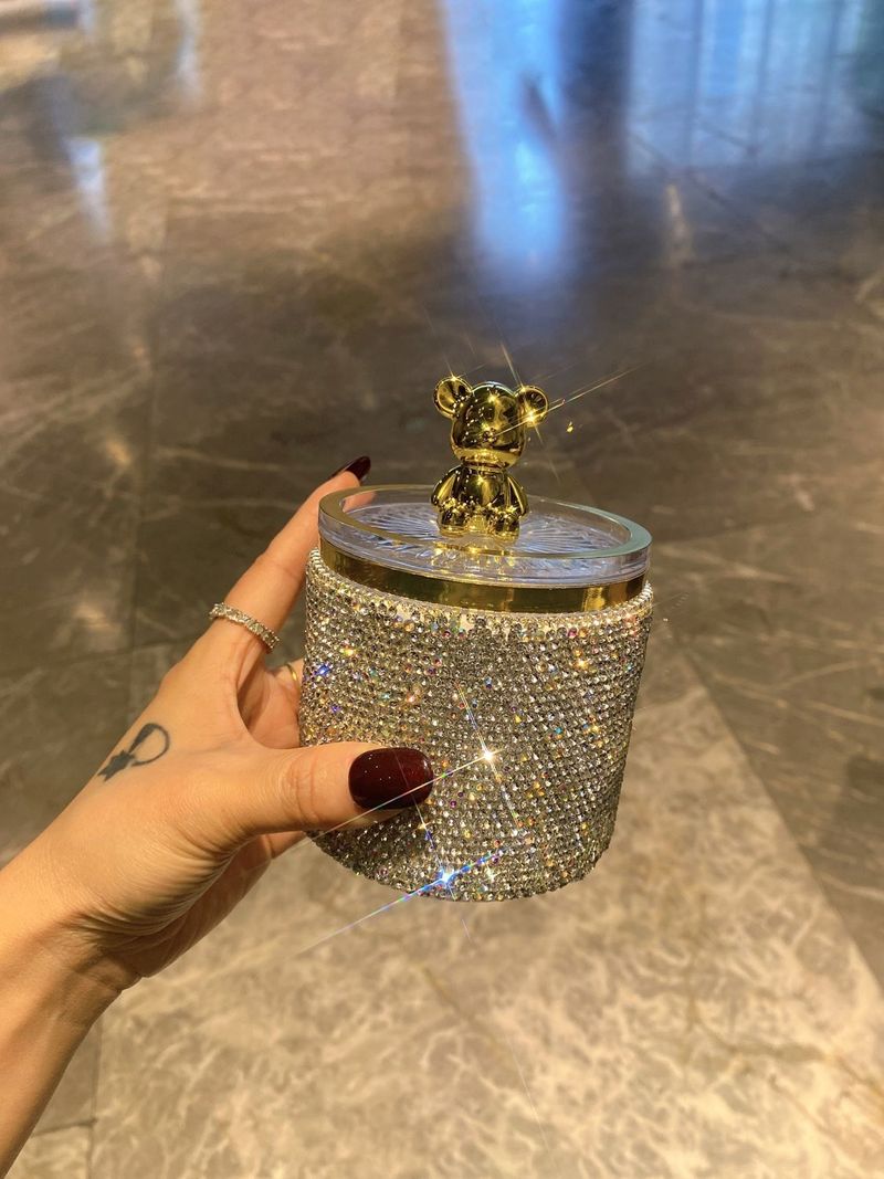Luxury Rhinestone Bear Toothpick Holder – Elegant Home Tabletop Accessory, Creative Gift Idea For Home & Restaurant_voghion.com