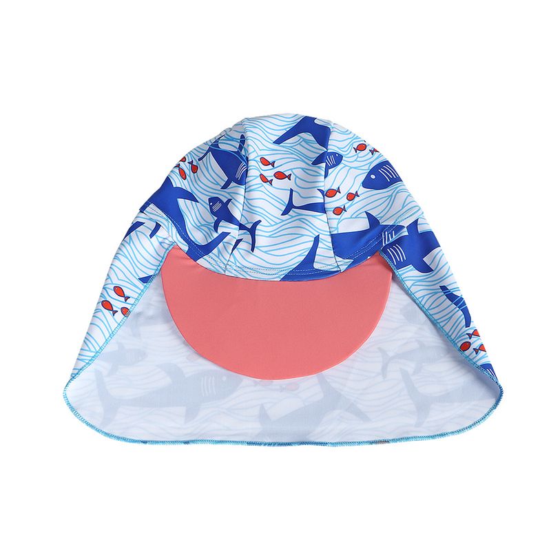 Ropa para madres y niños, traje de baño corto con protección solar dividido, tiburón, niño de dibujos animados, mangas rojas de sandía con gorro de baño_voghion.com