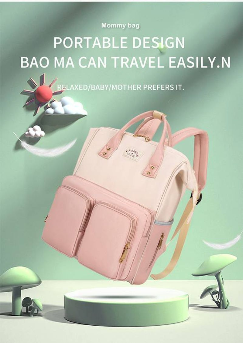 Wasserdichter verschleißfester Rucksack aus Oxford-Stoff für Damen, Mamatasche, Mutter- und Babytasche, große Kapazität,_voghion.com