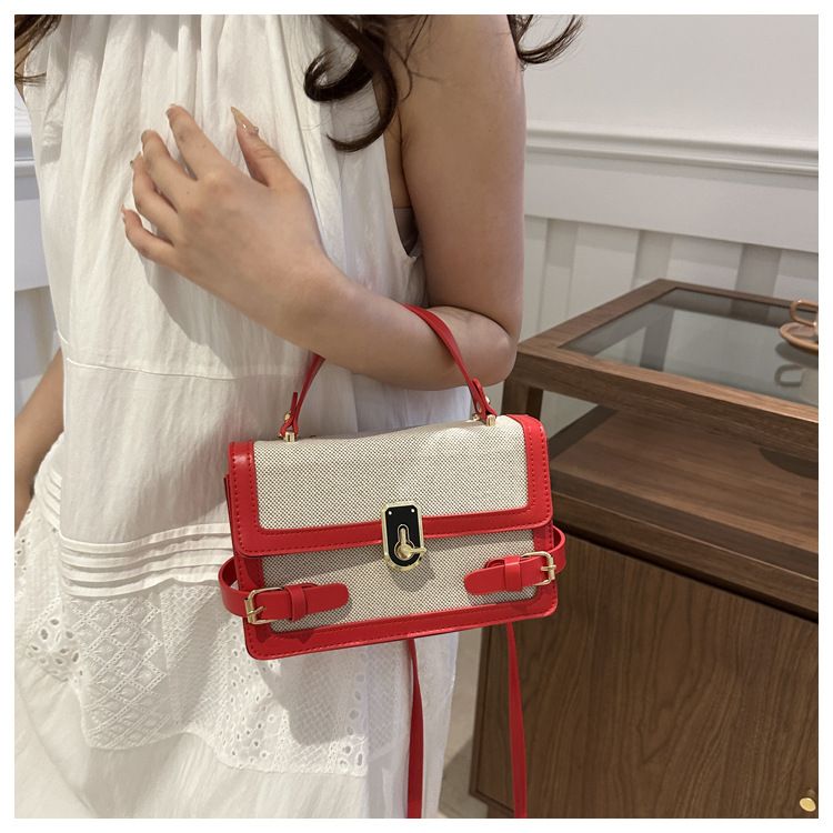 Contrasterende kleur Stijlvolle Ins Hand Held Single Shoulder Crossbody Dames Kleine Vierkante Tas_voghion.com