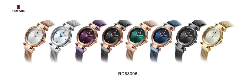 Reloj de mujer REWARD 63096L con correa de hebilla magnética, reloj de cuarzo resistente al agua a la moda, reloj con correa de malla_voghion.com