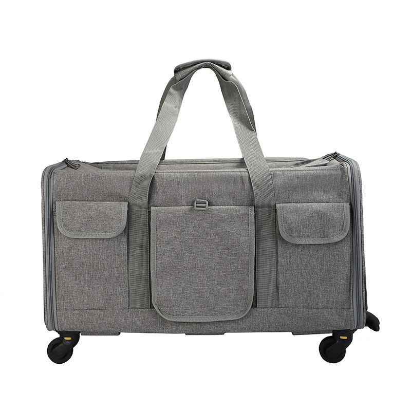 New Cat Carrier Portable Trolley Box Detachable Universal Wheels Breathable Foldable Large Capacity Pet Bag_voghion.com