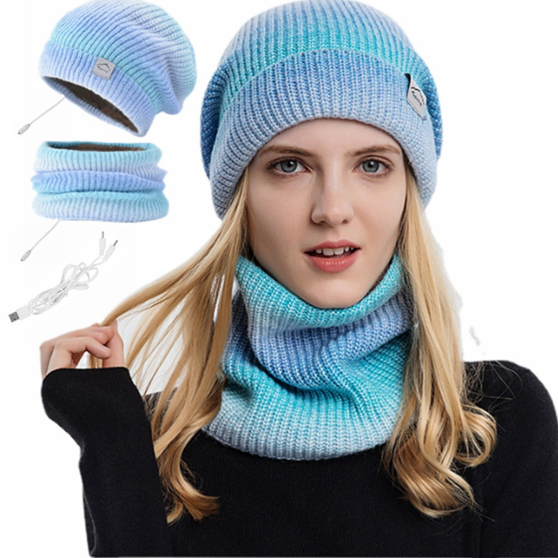 Bekleidungszubehör USB-Elektroheizung Warme Heizmütze Schal Outdoor Strickmütze Schal Zweiteiliges Set Universal Winter Warmer Schal_voghion.com