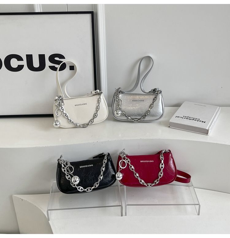Design Silver Small Hundred, 2025 High Fashion New Single, Niche Crossbody, Chain, Underarm, Shoulder Bag_voghion.com