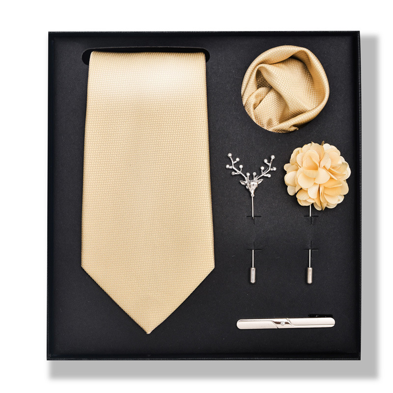 Set da uomo alla moda in tinta unita a righe con anacardi, confezione regalo da 6 pezzi, set con corsetto con fermacravatta e sciarpa quadrata_voghion.com