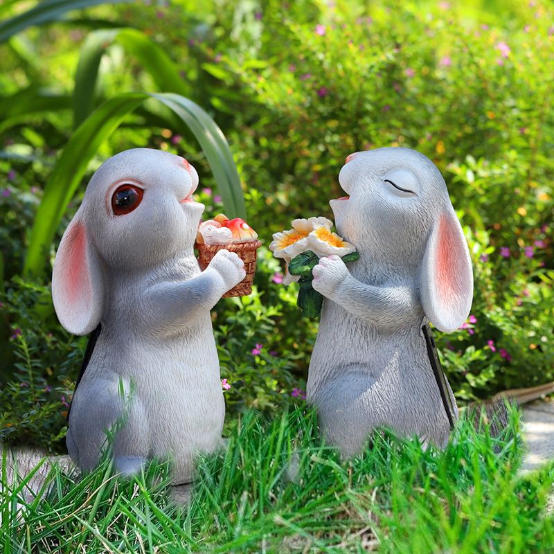 New Product Simulation Animal Garden Decoration Solar-Powered Yard Lawn Light Craft Rabbit Ornament_voghion.com