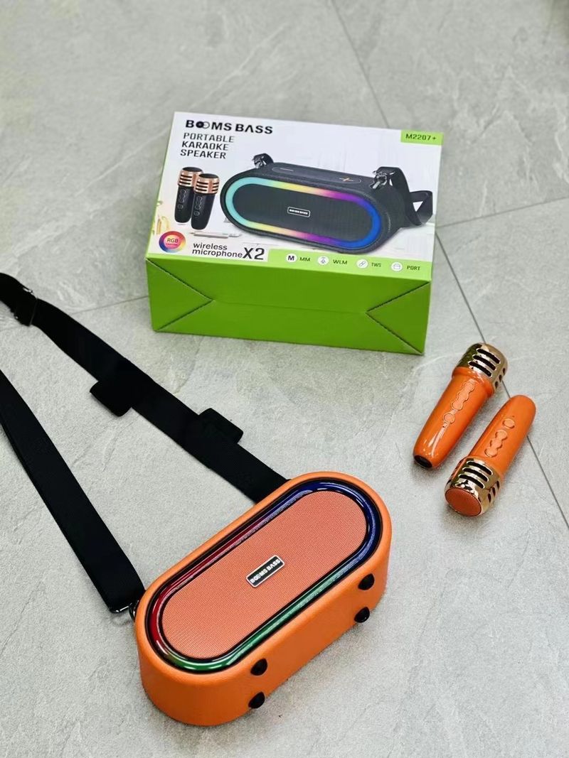 Neu M2207 + Wireless K Song Dual Mikrofon Bequem Schulter Gurt Bass Kanone Bluetooth Lautsprecher_voghion.com