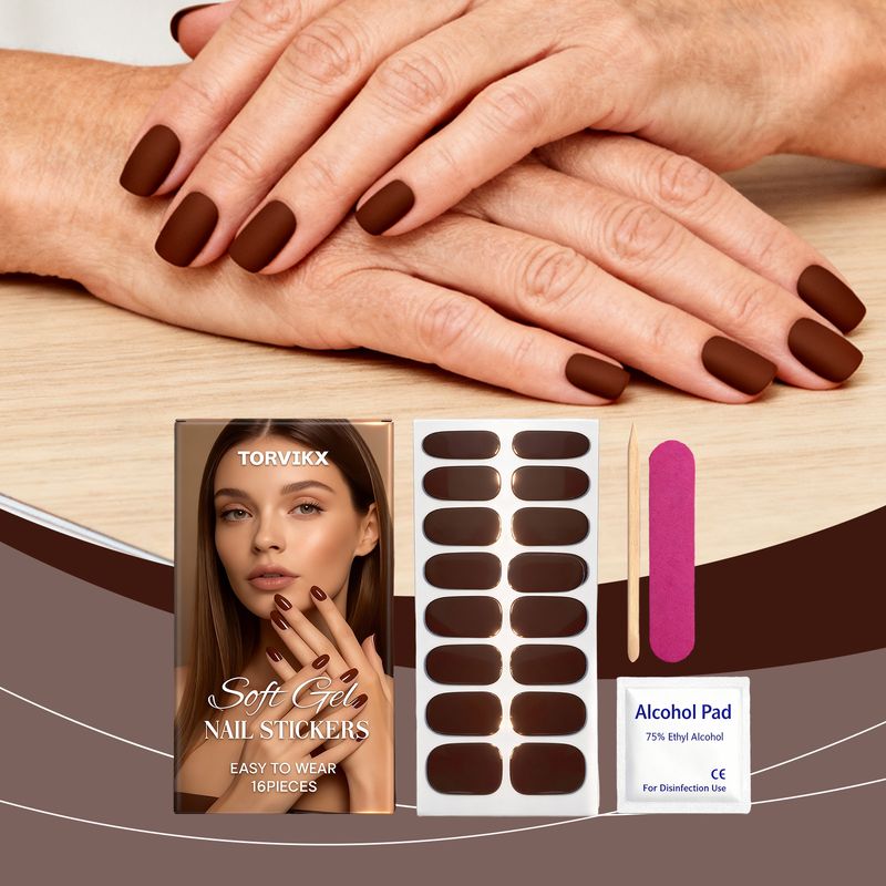 TORVIKX Set di gel morbidi color caffè, adesivi per unghie 3D lucidi, resistenti ai graffi, ad asciugatura rapida, naturali e versatili_voghion.com