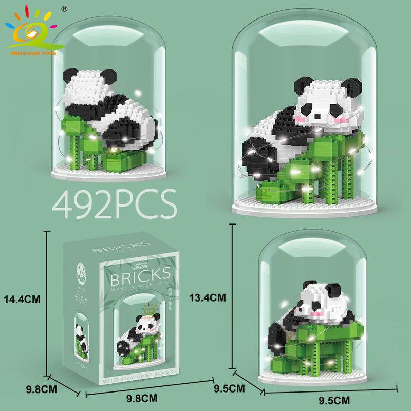 HUIQIBAO Mini roztomilá panda mikro stavební bloky 3D diamantový model zvířata cihly DIY město stavební hračky pro děti dárek_voghion.com