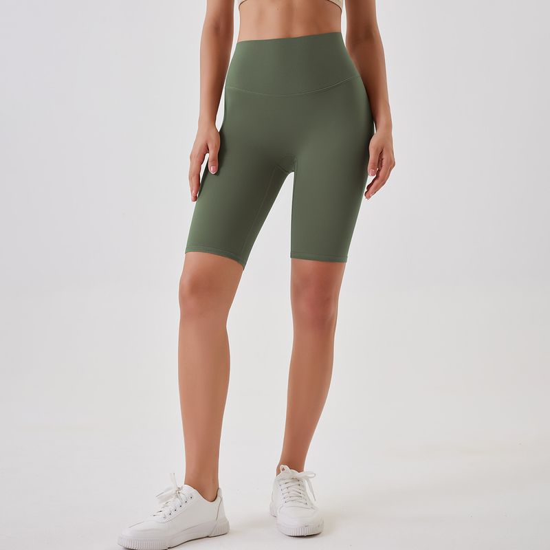 Women's Clothing double-sided brushed yoga shorts without embarrassing lines, buttocks lifting and abdominal control sports running fitness pants_voghion.com