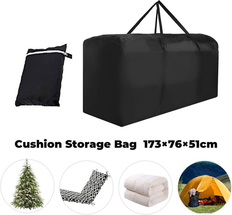 Weatherproof Cushion Bag - Oversized Zipper Patio Storage_voghion.com