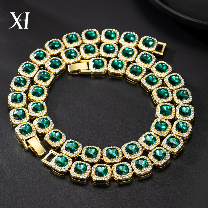 New 14mm Diamond Cuban Chain High Quality Zinc Alloy Necklace for Men and Women Hip Hop Bracelet_voghion.com