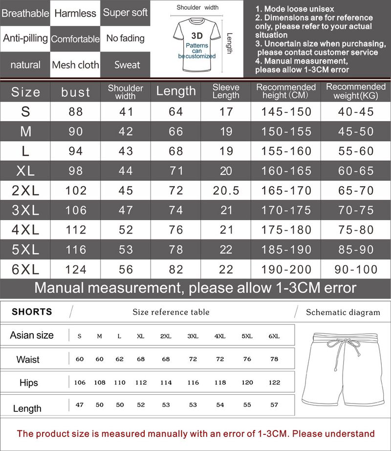 Men's and Women's Set 3D Digital Printed T-shirt Fashion Casual Inkjet Pattern_voghion.com