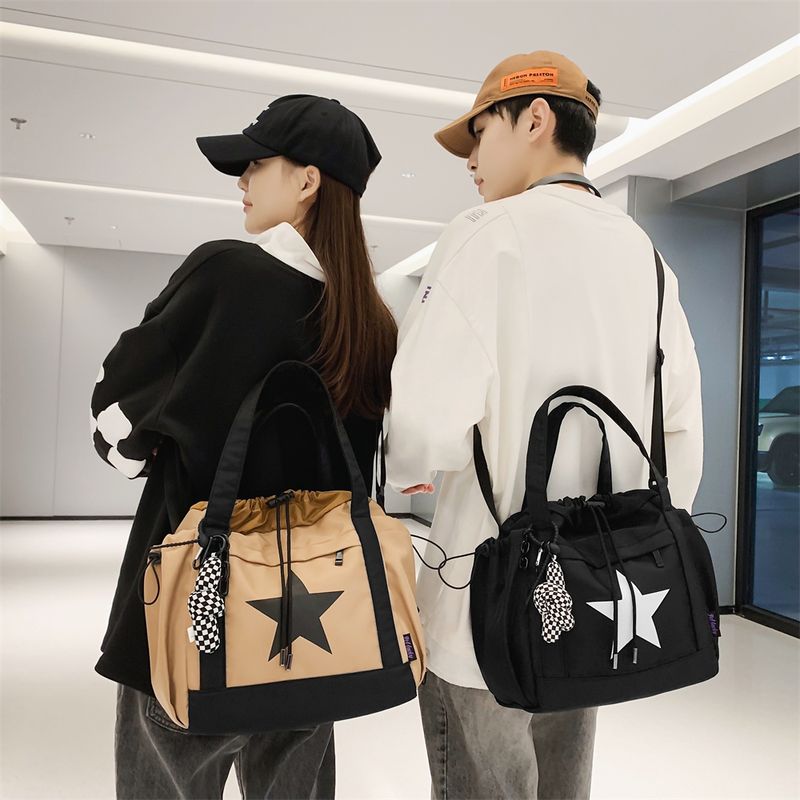Pentagram Prints Nylon Fabric Crossbody Bags For Women Splash-proof Unisex Handbag Big Capacity Shopper Shoulder Bucket_voghion.com