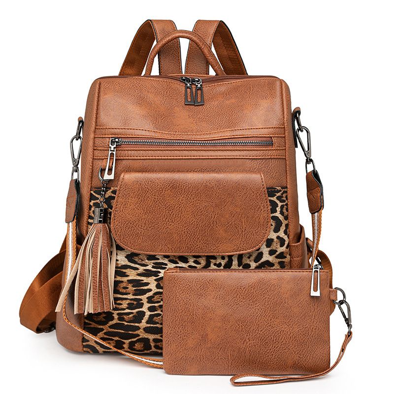Cute New Leopard Print Fashion Large Capacity Women's Backpack_voghion.com
